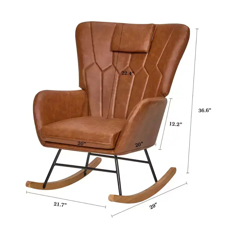 VECELO Fauteuil à bascule moderne en similicuir/tissu peluche, avec appuie-tête épais et siège rembourré Blanc/Marron/Rose