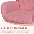VECELO Fauteuil à bascule moderne en similicuir/tissu peluche, avec appuie-tête épais et siège rembourré Blanc/Marron/Rose