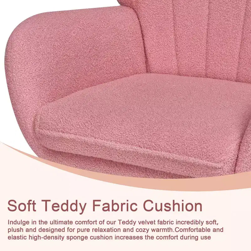 VECELO Fauteuil à bascule moderne en similicuir/tissu peluche, avec appuie-tête épais et siège rembourré Blanc/Marron/Rose