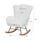 VECELO Fauteuil à bascule moderne en similicuir/tissu peluche, avec appuie-tête épais et siège rembourré Blanc/Marron/Rose