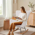 VECELO Fauteuil à bascule moderne en similicuir/tissu peluche, avec appuie-tête épais et siège rembourré Blanc/Marron/Rose