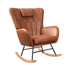 VECELO Fauteuil à bascule moderne en similicuir/tissu peluche, avec appuie-tête épais et siège rembourré Blanc/Marron/Rose