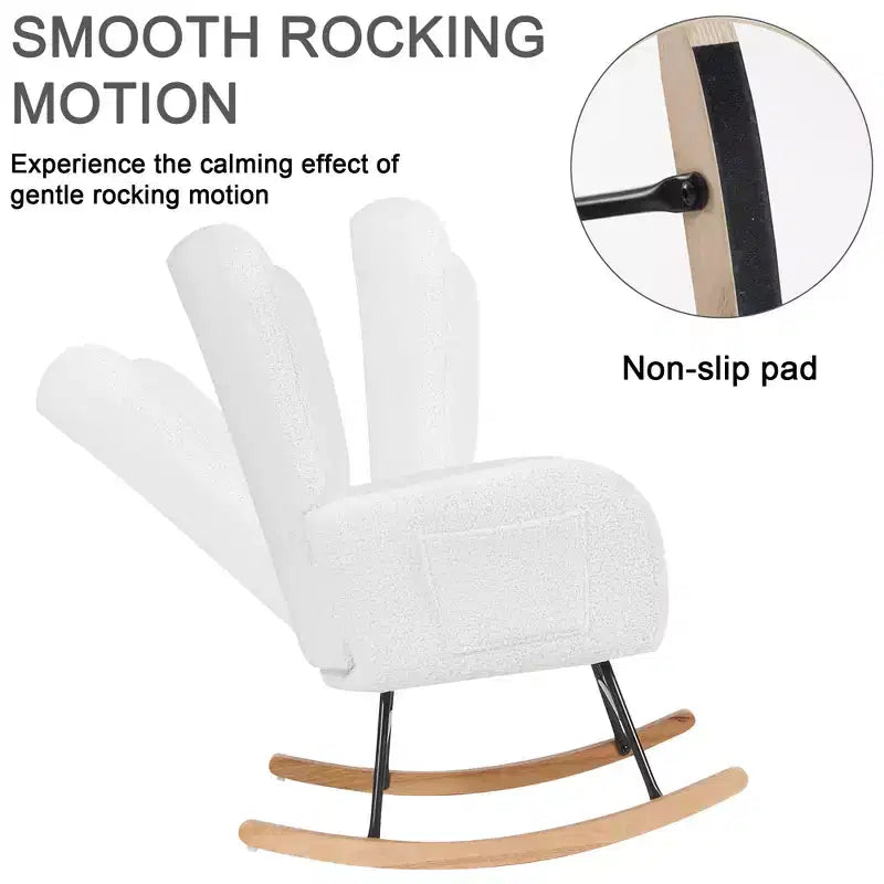 VECELO Fauteuil à bascule moderne en similicuir/tissu peluche, avec appuie-tête épais et siège rembourré Blanc/Marron/Rose