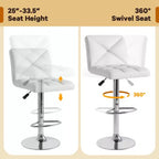 Costway Tabourets de Bar Modernes Lot de 2 Tabourets de Comptoir Pivotants Rembourrés en Cuir PU avec Dossier Noir/Marron/Blanc