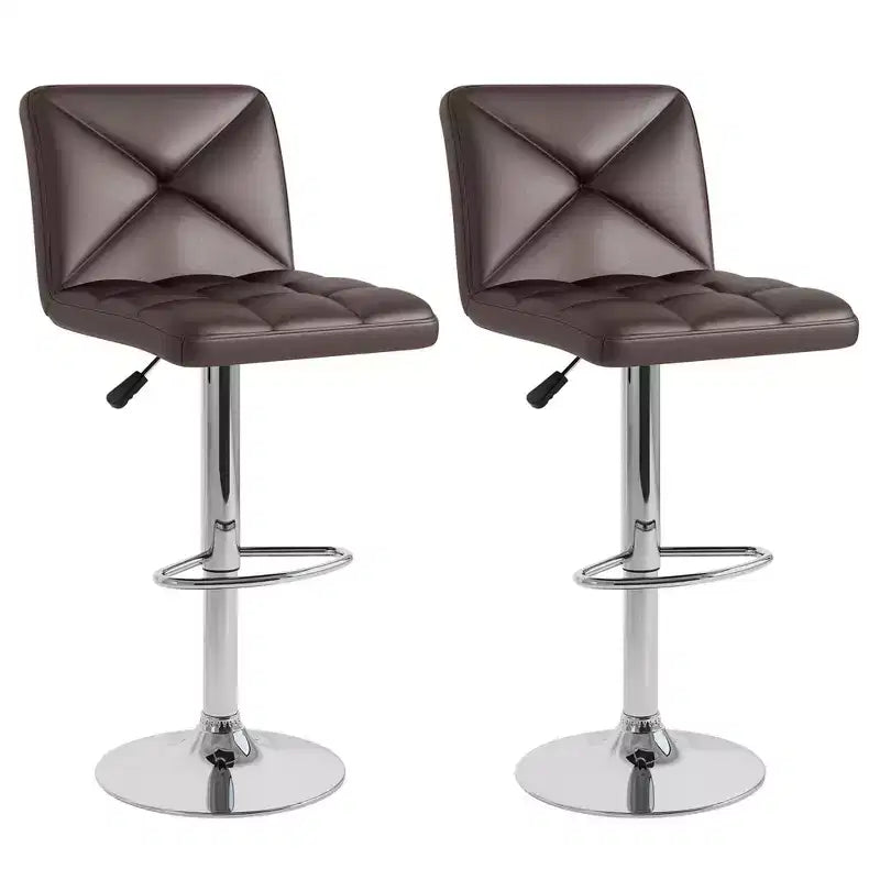 Costway Tabourets de Bar Modernes Lot de 2 Tabourets de Comptoir Pivotants Rembourrés en Cuir PU avec Dossier Noir/Marron/Blanc