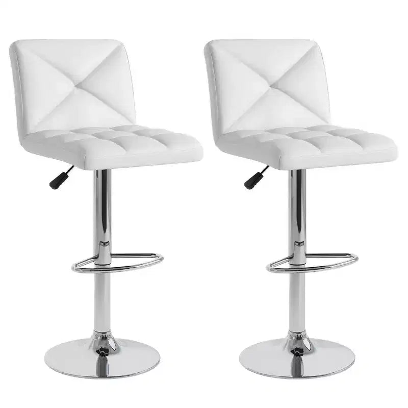 Costway Tabourets de Bar Modernes Lot de 2 Tabourets de Comptoir Pivotants Rembourrés en Cuir PU avec Dossier Noir/Marron/Blanc