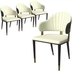 LeisureMod Aria Modern Dining Chairs Set of 4, PU Leather Upholstered, Metal Legs, Comfortable Kitchen and Dining Room Seating
