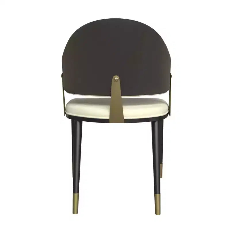 LeisureMod Aria Chaises de salle à manger modernes, lot de 4, revêtement en cuir PU, pieds en métal, sièges confortables pour cuisine et salle à manger
