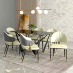 LeisureMod Aria Chaises de salle à manger modernes, lot de 4, revêtement en cuir PU, pieds en métal, sièges confortables pour cuisine et salle à manger