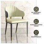 LeisureMod Aria Chaises de salle à manger modernes, lot de 4, revêtement en cuir PU, pieds en métal, sièges confortables pour cuisine et salle à manger