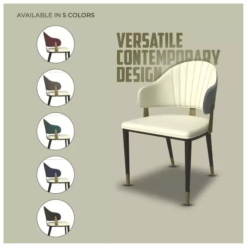 LeisureMod Aria Chaises de salle à manger modernes, lot de 4, revêtement en cuir PU, pieds en métal, sièges confortables pour cuisine et salle à manger