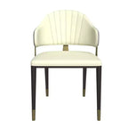 LeisureMod Aria Chaises de salle à manger modernes, lot de 4, revêtement en cuir PU, pieds en métal, sièges confortables pour cuisine et salle à manger
