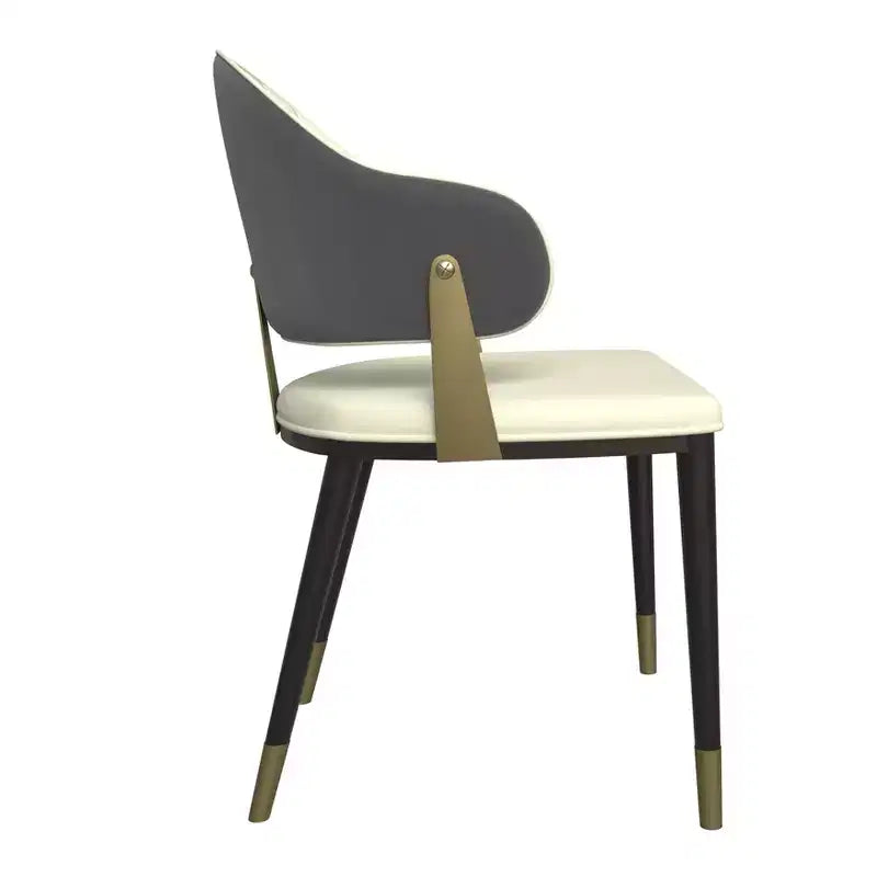 LeisureMod Aria Chaises de salle à manger modernes, lot de 4, revêtement en cuir PU, pieds en métal, sièges confortables pour cuisine et salle à manger