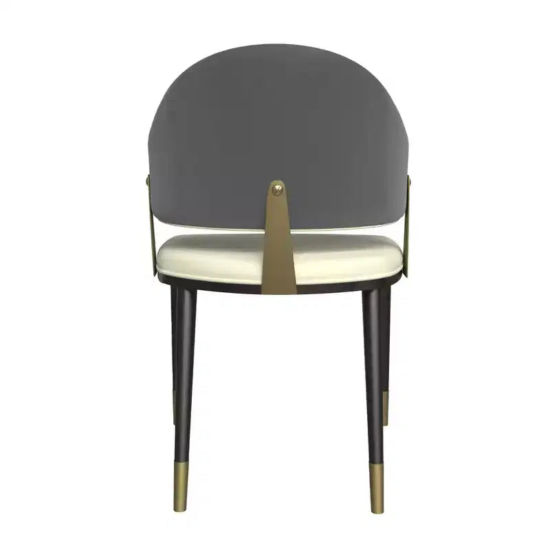 LeisureMod Aria Chaises de salle à manger modernes, lot de 4, revêtement en cuir PU, pieds en métal, sièges confortables pour cuisine et salle à manger