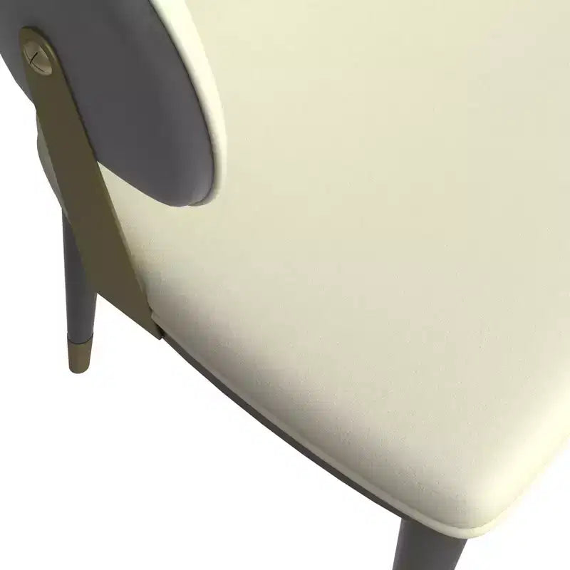 LeisureMod Aria Chaises de salle à manger modernes, lot de 4, revêtement en cuir PU, pieds en métal, sièges confortables pour cuisine et salle à manger
