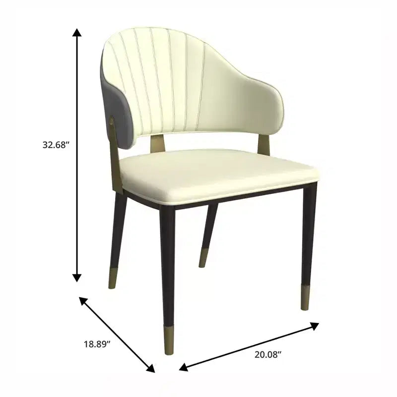 LeisureMod Aria Chaises de salle à manger modernes, lot de 4, revêtement en cuir PU, pieds en métal, sièges confortables pour cuisine et salle à manger