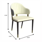LeisureMod Aria Chaises de salle à manger modernes, lot de 4, revêtement en cuir PU, pieds en métal, sièges confortables pour cuisine et salle à manger