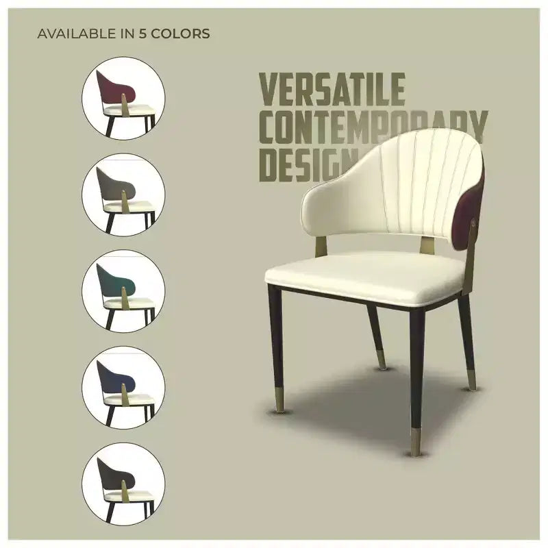 LeisureMod Aria Chaises de salle à manger modernes, lot de 4, revêtement en cuir PU, pieds en métal, sièges confortables pour cuisine et salle à manger