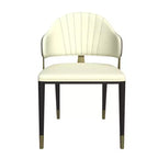 LeisureMod Aria Chaises de salle à manger modernes, lot de 4, revêtement en cuir PU, pieds en métal, sièges confortables pour cuisine et salle à manger