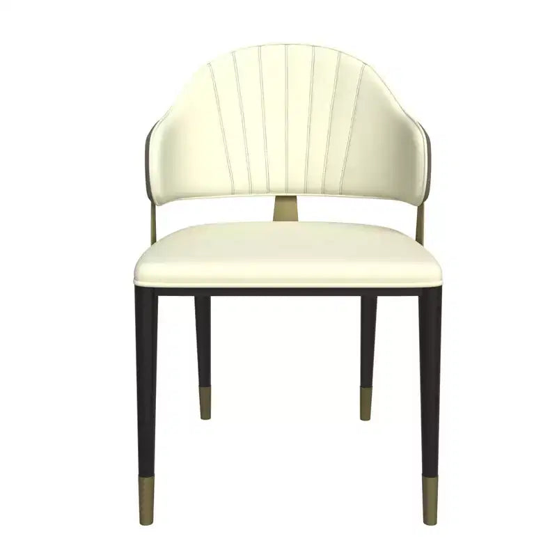LeisureMod Aria Chaises de salle à manger modernes, lot de 4, revêtement en cuir PU, pieds en métal, sièges confortables pour cuisine et salle à manger