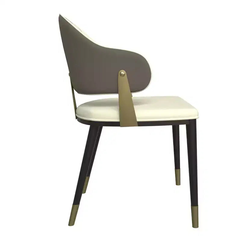 LeisureMod Aria Chaises de salle à manger modernes, lot de 4, revêtement en cuir PU, pieds en métal, sièges confortables pour cuisine et salle à manger