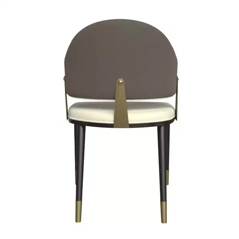 LeisureMod Aria Chaises de salle à manger modernes, lot de 4, revêtement en cuir PU, pieds en métal, sièges confortables pour cuisine et salle à manger