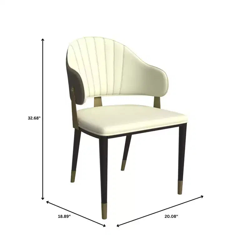 LeisureMod Aria Chaises de salle à manger modernes, lot de 4, revêtement en cuir PU, pieds en métal, sièges confortables pour cuisine et salle à manger