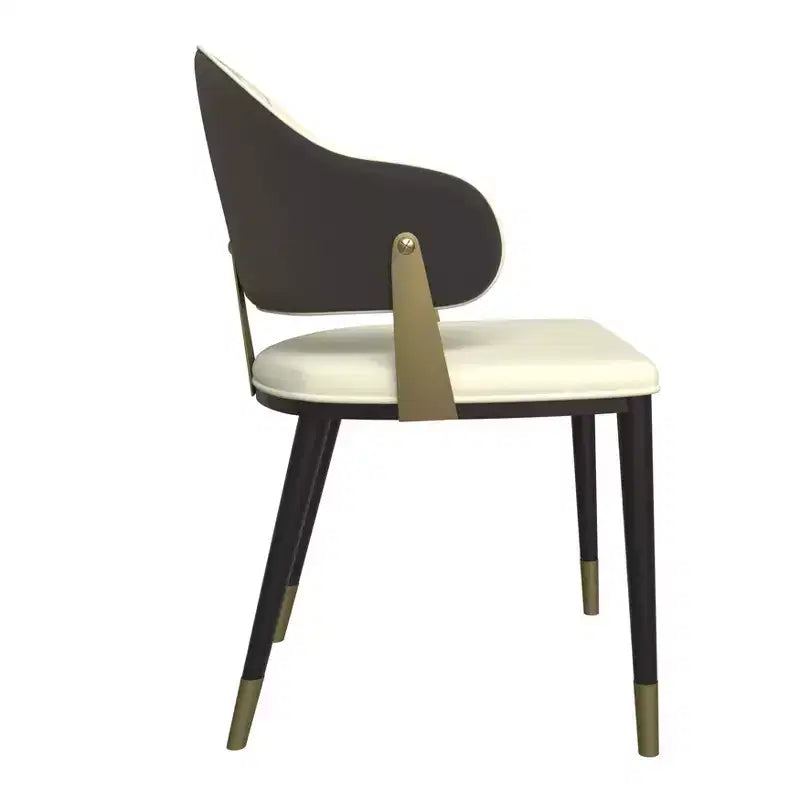 LeisureMod Aria Chaises de salle à manger modernes, lot de 4, revêtement en cuir PU, pieds en métal, sièges confortables pour cuisine et salle à manger