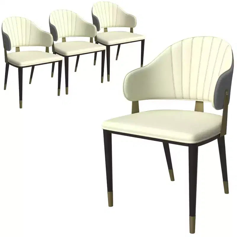 LeisureMod Aria Chaises de salle à manger modernes, lot de 4, revêtement en cuir PU, pieds en métal, sièges confortables pour cuisine et salle à manger