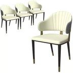 LeisureMod Aria Chaises de salle à manger modernes, lot de 4, revêtement en cuir PU, pieds en métal, sièges confortables pour cuisine et salle à manger