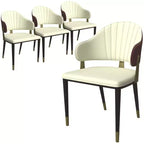 LeisureMod Aria Chaises de salle à manger modernes, lot de 4, revêtement en cuir PU, pieds en métal, sièges confortables pour cuisine et salle à manger