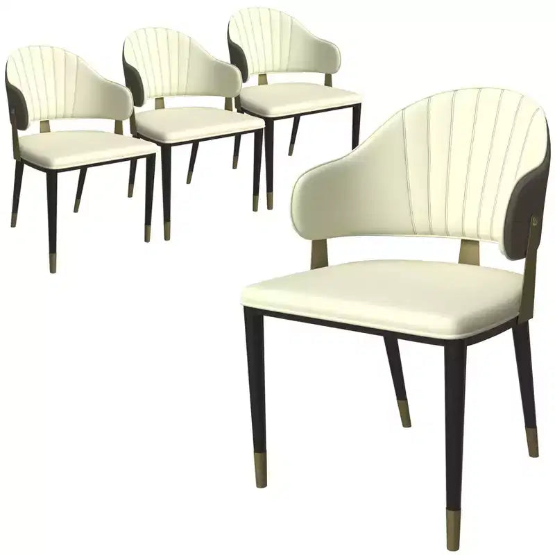 LeisureMod Aria Chaises de salle à manger modernes, lot de 4, revêtement en cuir PU, pieds en métal, sièges confortables pour cuisine et salle à manger