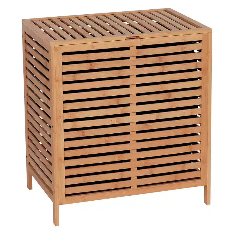 Evideco Panier à Linge en Bambou avec Couvercle, Sac Amovible, Ventilation à Lattes, Grand Panier de Rangement