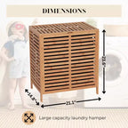 Evideco Panier à Linge en Bambou avec Couvercle, Sac Amovible, Ventilation à Lattes, Grand Panier de Rangement