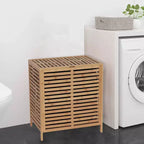 Evideco Panier à Linge en Bambou avec Couvercle, Sac Amovible, Ventilation à Lattes, Grand Panier de Rangement