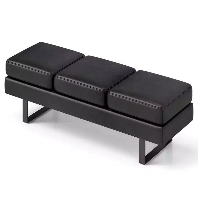 Banc de salle d'attente Costway avec pieds en métal, banc de réception rembourré noir/gris