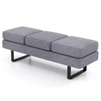 Banc de salle d'attente Costway avec pieds en métal, banc de réception rembourré noir/gris