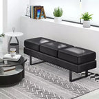 Banc de salle d'attente Costway avec pieds en métal, banc de réception rembourré noir/gris