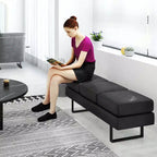 Banc de salle d'attente Costway avec pieds en métal, banc de réception rembourré noir/gris