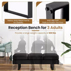 Banc de salle d'attente Costway avec pieds en métal, banc de réception rembourré noir/gris
