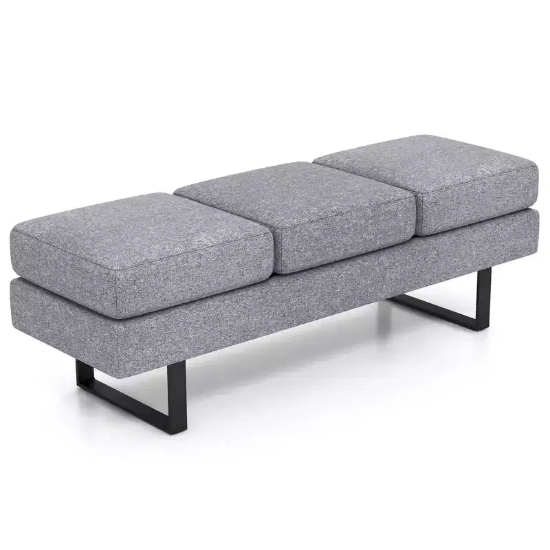 Banc de salle d'attente Costway avec pieds en métal, banc de réception rembourré noir/gris