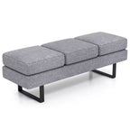 Banc de salle d'attente Costway avec pieds en métal, banc de réception rembourré noir/gris
