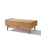 Table Basse Moderne Mid-Century LuxenHome avec Rangement, Table d'Appoint Rectangulaire en Bois de Chêne Été de 119 cm pour Salon, Maison et Bureau, Marron