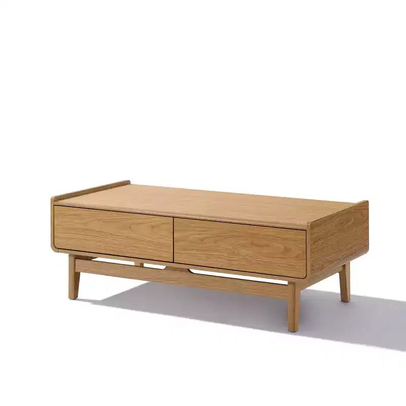 Table Basse Moderne Mid-Century LuxenHome avec Rangement, Table d'Appoint Rectangulaire en Bois de Chêne Été de 119 cm pour Salon, Maison et Bureau, Marron