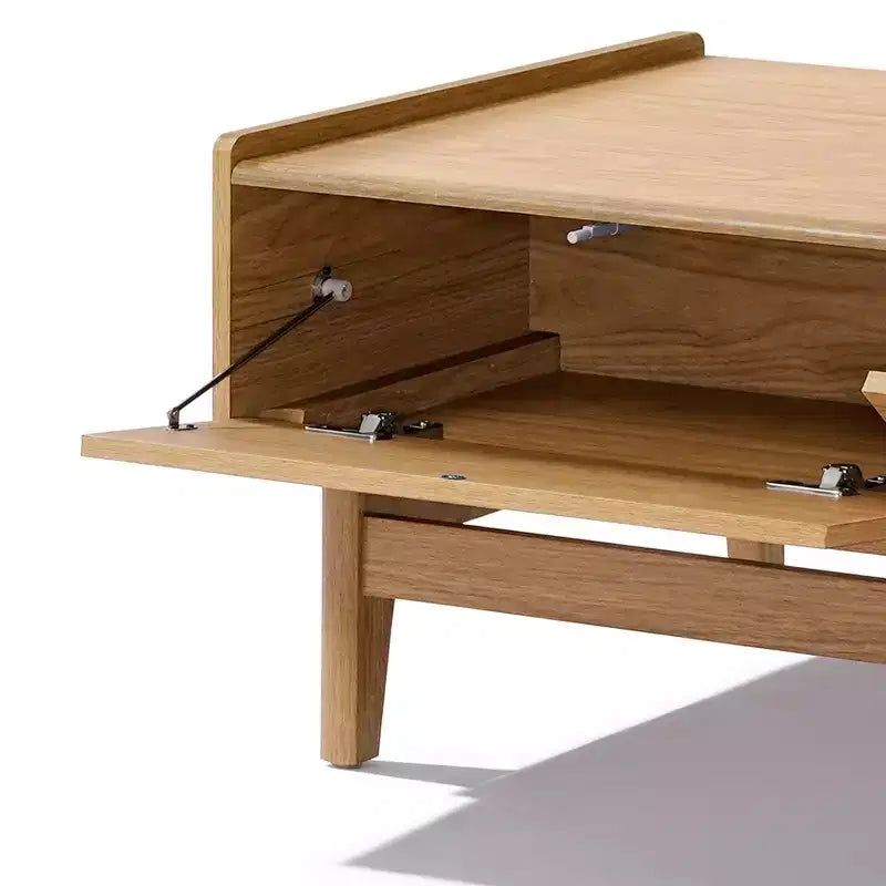 Table Basse Moderne Mid-Century LuxenHome avec Rangement, Table d'Appoint Rectangulaire en Bois de Chêne Été de 119 cm pour Salon, Maison et Bureau, Marron