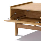 Table Basse Moderne Mid-Century LuxenHome avec Rangement, Table d'Appoint Rectangulaire en Bois de Chêne Été de 119 cm pour Salon, Maison et Bureau, Marron