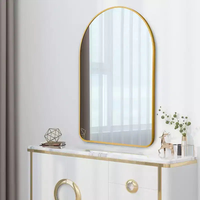 Miroir Mural PexFix avec Cadre Métallique, Angles Arrondis, pour Salle de Bain ou Décoration Murale, Lot de 2