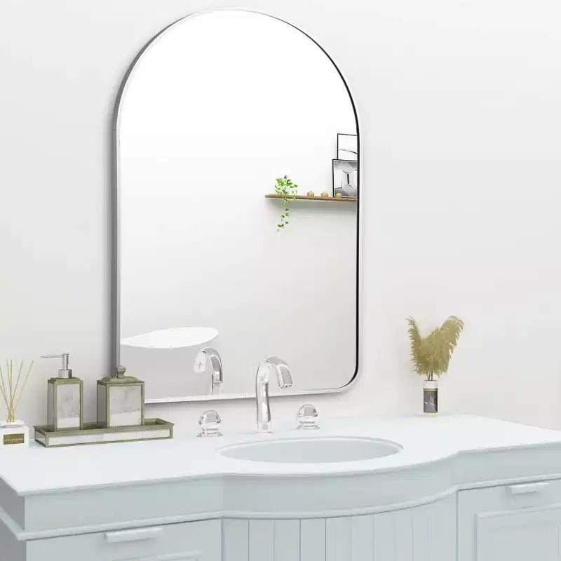 Miroir Mural PexFix avec Cadre Métallique, Angles Arrondis, pour Salle de Bain ou Décoration Murale, Lot de 2