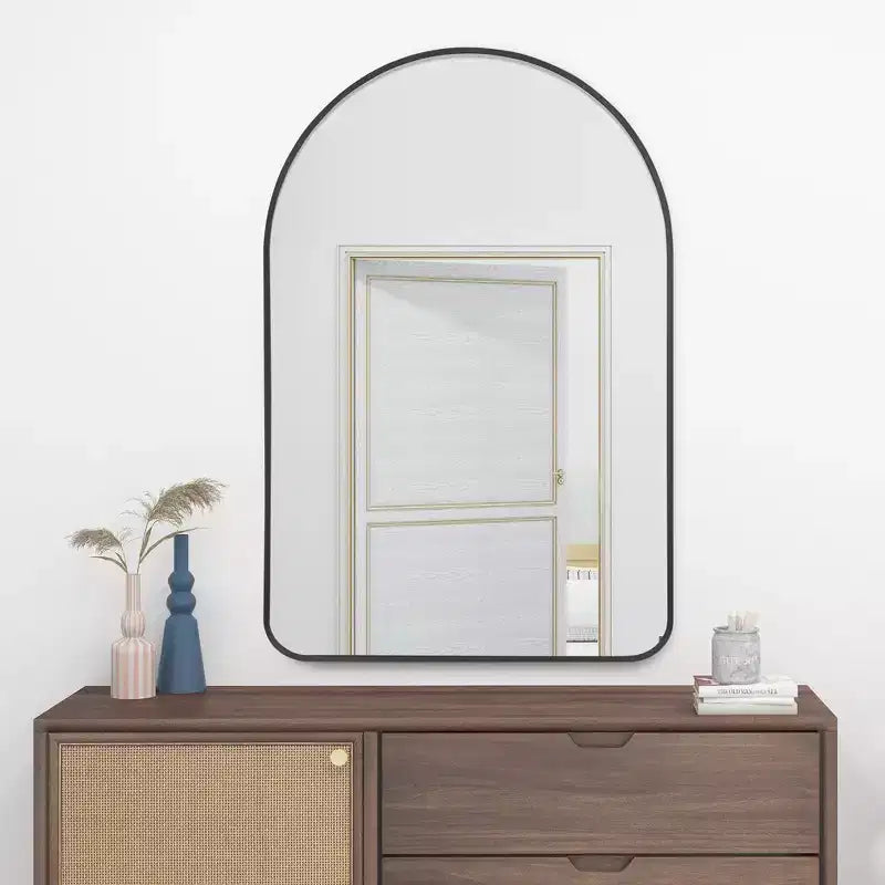 Miroir Mural PexFix avec Cadre Métallique, Angles Arrondis, pour Salle de Bain ou Décoration Murale, Lot de 2