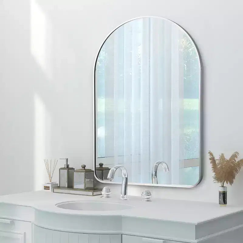 Miroir Mural PexFix avec Cadre Métallique, Angles Arrondis, pour Salle de Bain ou Décoration Murale, Lot de 2